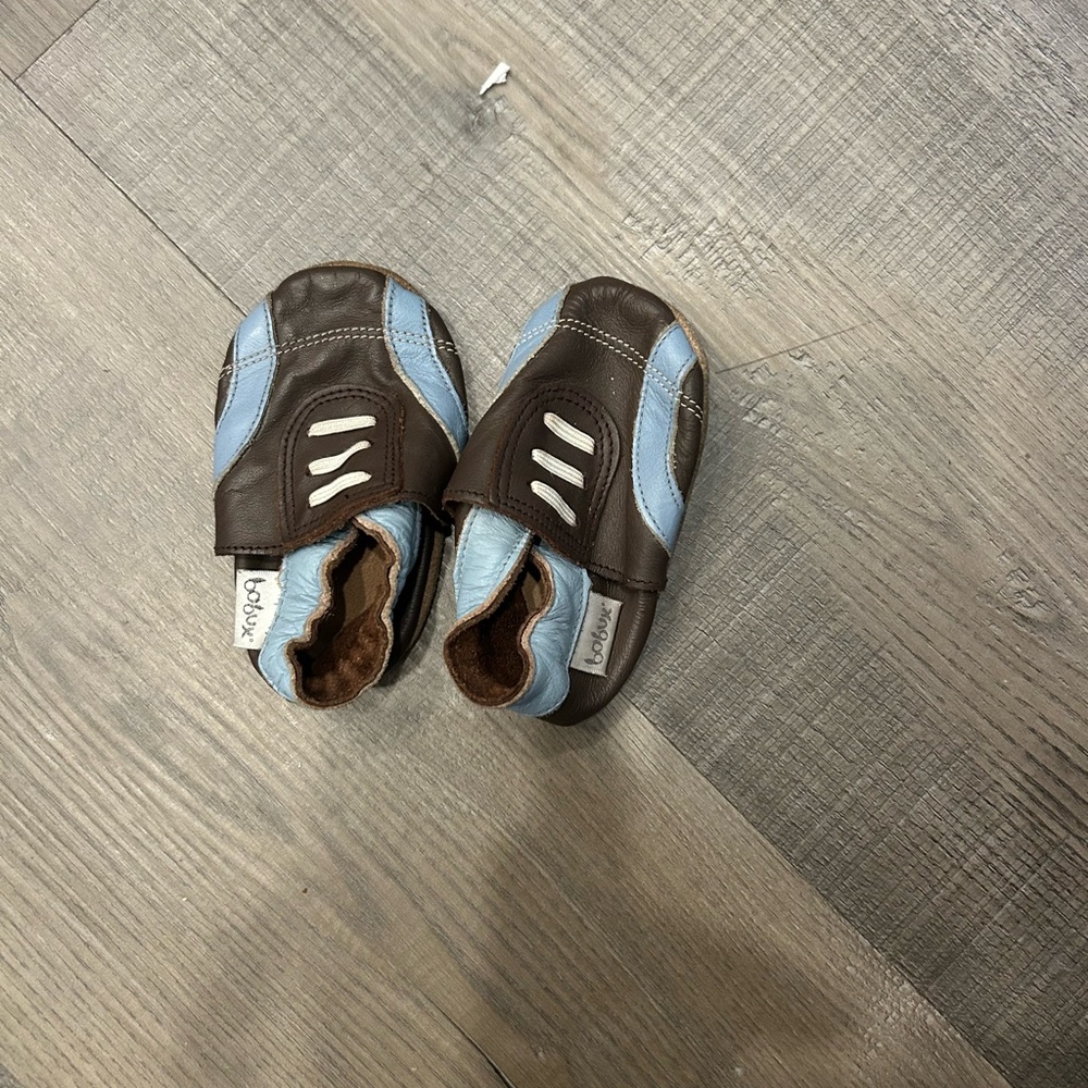Bobux Brown and Blue Baby Walker Shoes
